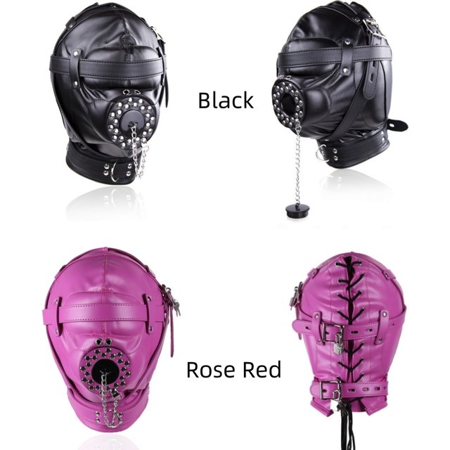 Masque facial complet en cuir PU pour Cosplay fétichiste noir, masque en cuir verni de Style Punk