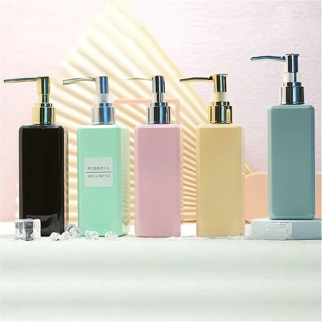 250ml Soap Pump Dispenser Bathroom Shampoo Kitchen Dish Square Pump Bottle Refill Shower Plastic Hand Liquid Storage Container
