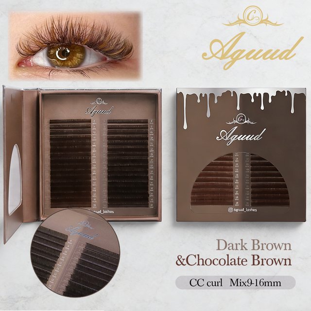 Aguud 32Rows Light Dark Brown Eyelash Extension 5d Mix 9-16 Mink Individual Lash Tray Color Natural Korean Eyelash Makeup Cilia