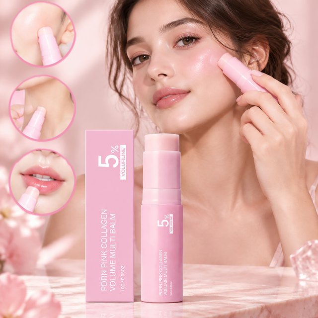 PDRN Pink Multi Use Firming Moisturizing Balm Stick Face Neck Lip Care Smooth Soft Portable Daily Treatment for Face & Body Balm