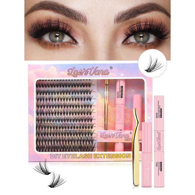 DIY Lashes Extension Kit Eyelashes 40D 8-16mm 240PCS Clusters Lash Bond and Seal Makeup Tools for Gluing Lashes Gluing Glue