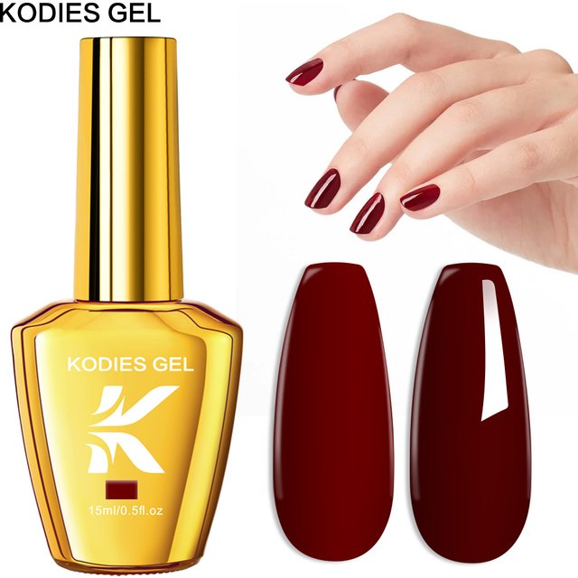KODIES GEL Burgundy Red Gel Nail Polish 15ML Soak Off Gel Varnish Semi Permanent UV Lamp Nail Lacquer Manicure Nails Art Salon