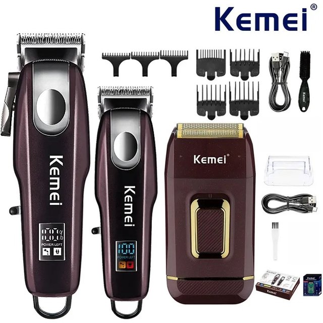 Kemei Professional Hair Clippers Kit Rechargeable Hair Trimmer Men's Electric Shaver Hair Cutting Machine KM-8526 KM-2031