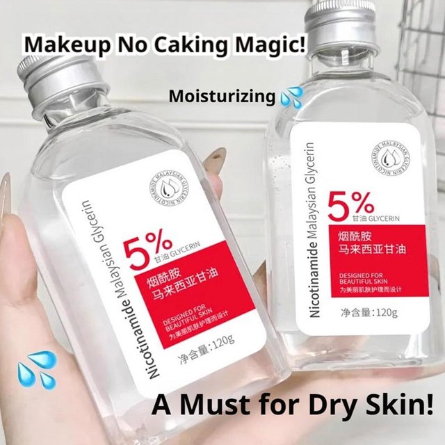 Glycerin Vitamin E Serum Primer 120ml Malaysian Glycerin Niacinamide Hydrating Face Body Moisturizer Brighten Skin Tone