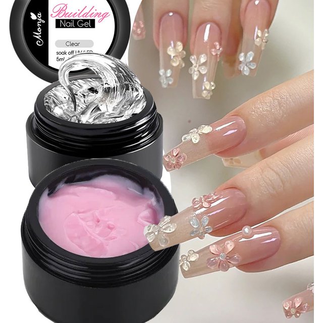 5/15ml Solid Gel Building/Modeling Gel Clear Pink Non-Sticky Hand Sculpture Gel 7 Colors 3D Carving Extension UV/LED Nail Polish