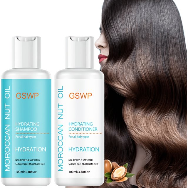 GSWP Argan Oil Shampoo and Conditioner Set, Rich Lather, Deep Moisturizing, Reduces Frizz, Creates Smooth Hair. 100ml + 100ml