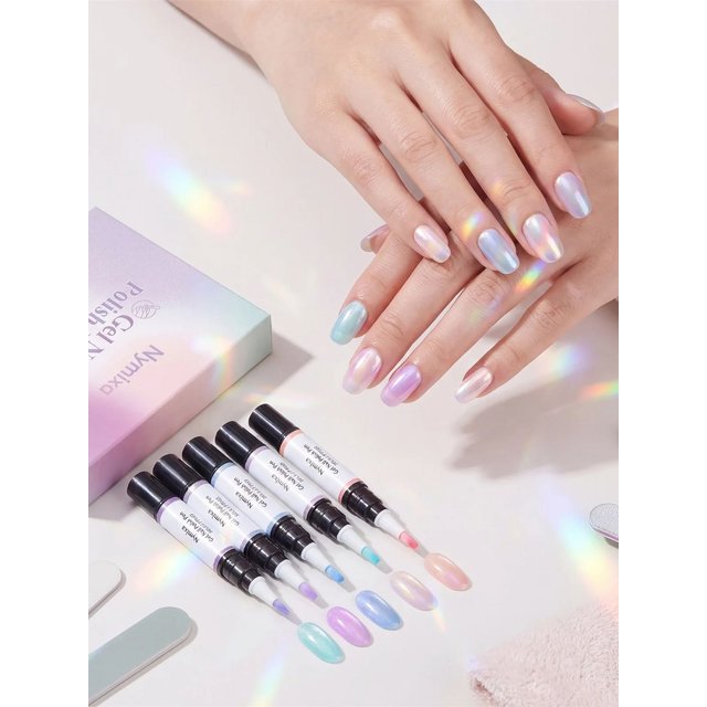 Multi-Color 3in1 Gel Nail Polish Pens Set - Quick Dry Long Lasting No Base Top Coat Needed Easy DIY for Beginners Home Manicure