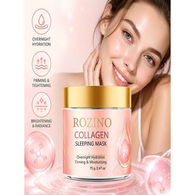 Rozino Collagen Moisturizing Sleeping Mask, with Added Collagen Nourishing Essence, Can Instantly Hydrate the Skin Upon Contact, Providing a Dual Skincare Experience of Instant Hydration and Instant