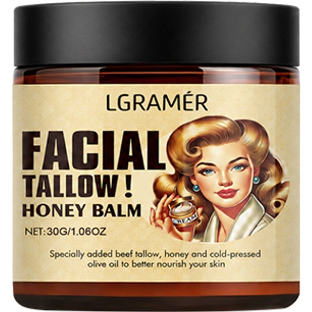 30g/60g/120g Facial Tallow Honey Balm Cream Natural Beef Tallow Face Cream with Olive Oil,Moisturizing & Nourishing for Dry Skin