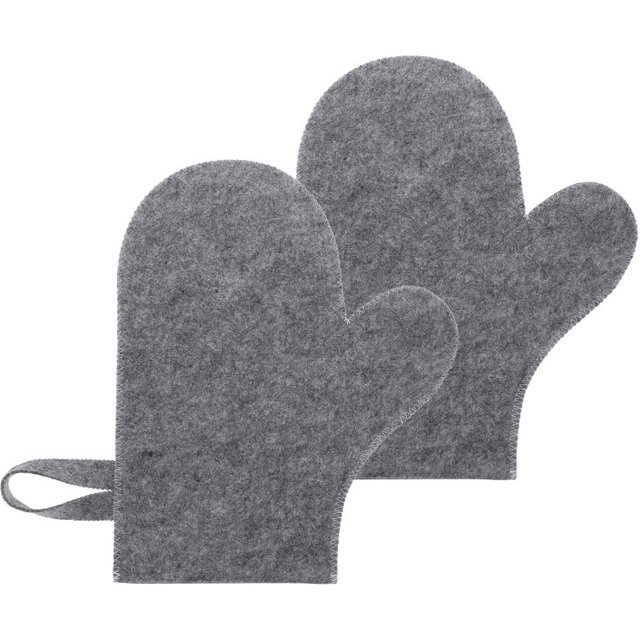 2 Pcs Grey Heat Resistant Gloves Bath Sponge Body Scrubber Sauna Tool Felt Kit Massage Glove Back Exfoliating Mitt Shower Gloves