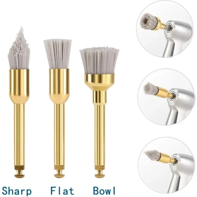 10pcs/lot Dental Polishing Brush Flat/Sharp/Bowl Type Aluminum Oxide Prophy Brushes Teeth Whitening Dentistry Accessories