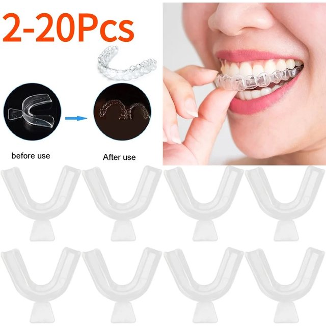 2-20Pcs Silicone Mouth Guard Teeth Protector Night Guard Mouth Tray for Bruxism Grinding Non-snoring Teeth Whitening Protection