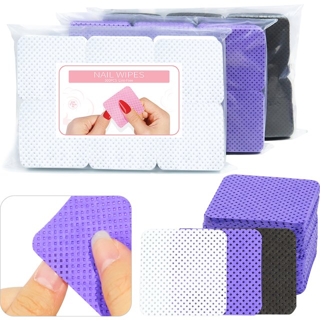 300pcs/Pack Lint-free Nail Polish Remover Napkin Colorful Cotton Wipes Paper Pads UV Gel Dust Cleaner Cleaning For Manicure Tool
