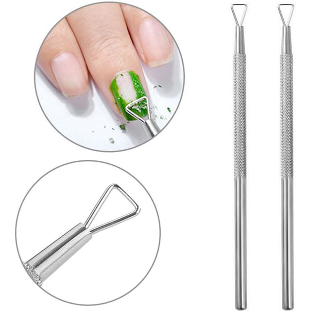 LULAA 1/2Pcs Nail Cuticle Pusher Stainless Steel Cuticle Pusher Gel Nail Polish Nail Art Remover Tool for Fingernail and Toenail