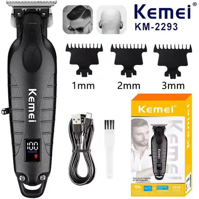 Kemei Hair Clipper for men Professional Hair Cutting Machine Cordless Barber Hair Trimmer with LED Display Rechargeable KM-2293