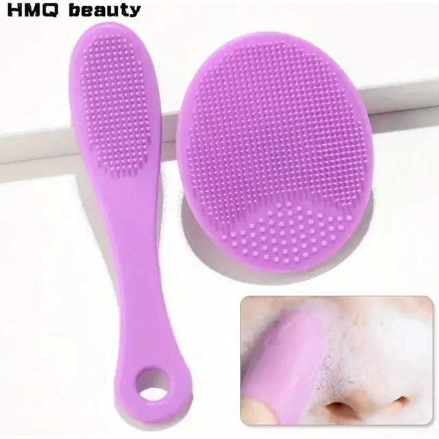 Silicone Facial Brush Cleaner Portable Blackhead Double-sided Massage Brushes Beauty Cleaning Tool Facial Nasal Scrub Skin Care