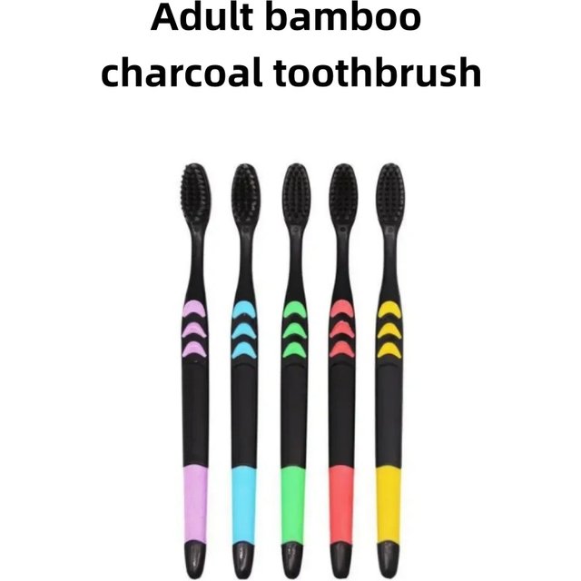 10pcs Charcoal Infused Soft Bristle Toothbrush for Deep Oral Cleaningand Gum Care -Ldeal for Daily Use by Adults at Home