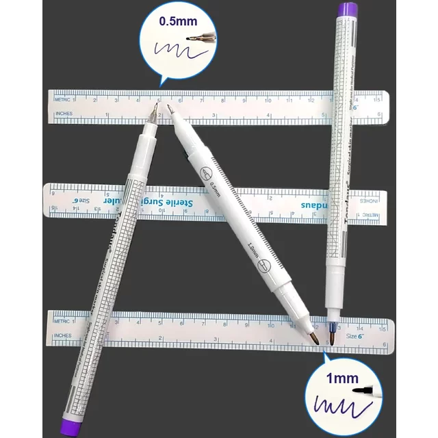 1Pcs Surgical Eyebrow Tattoo Skin Marker Pen with Ruler Penetration Tools Microblading Tattoo Permanent Makeup Tattoo Supplies