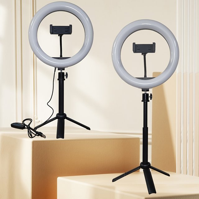 10" LED Ring Fill Light With Tripod Stand And Phone Holder Dimmable Phone Holder For Video, Photography, Selfie, Vlog, Make-up,