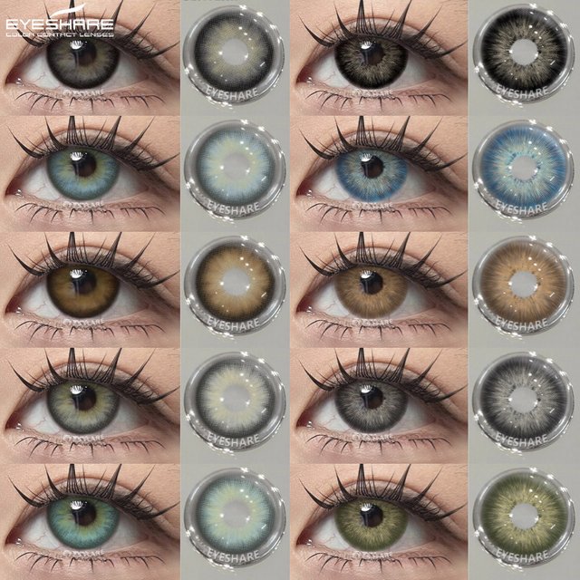 EYESHARE Natural Colored Pupils for Eyes 1 Pair Black Lenses Cosmetic Blue Beauty Lenses Gray Eye Contacts Green Colorcon Lens
