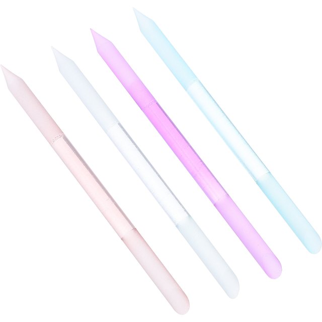 4Pcs Glass Nail Care Tool Cuticle Pusher Sand Surface Precision Filing Stick for Home Salon Manicure Grit Glass File