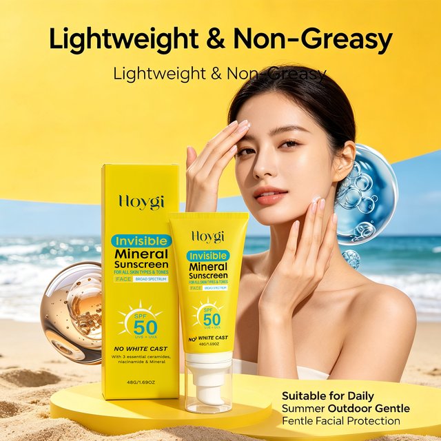 Spf 50 Mineral Sunscreen No White Cast Invisible Face Sunscreen with Ceramides & Niacinamide Soothing Skin Uva & Uvb Protection