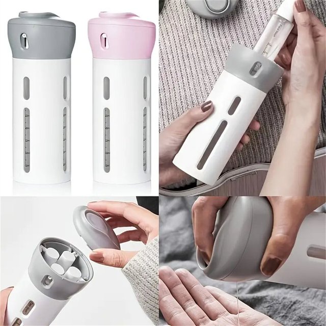 Bouteille distributrice de liquide de voyage Portable 4 en 1, rechargeable, étanche, récipient de voyage pour parfum, shampoing, Lotion revitalisante