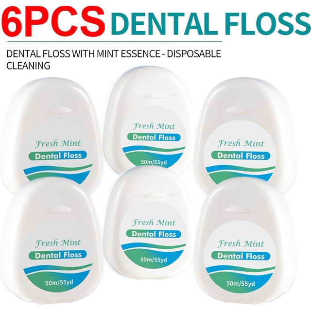 6pcs Mint Roll Dental Floss for Removing Plaque and Food Residues - Oral Cleansing - Multi Care Oral Care - Fine Thread Safety D