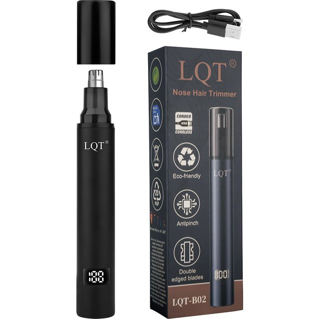 Mini Rechargeable Nose Hair Trimmer LQT Digital Display Waterproof Electric Ear Nose Eyebrow Hair Removal Tool