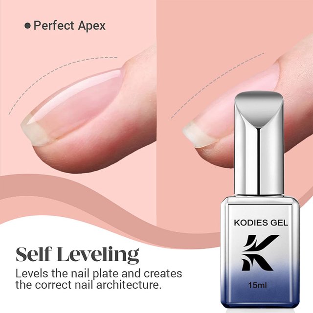 KODIES GEL Russian Self Leveling Gel Nail Polish UV Clear Thickening Strengthener Apex Gel Builder Manicure Nail Supplies Salon