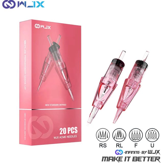 20pcs WJX Cartridge Needles RL RS U F 0.16mm-0.4mm Sterilized For Permanent Makeup Machine Tattoo Cartridge Needles Supplies