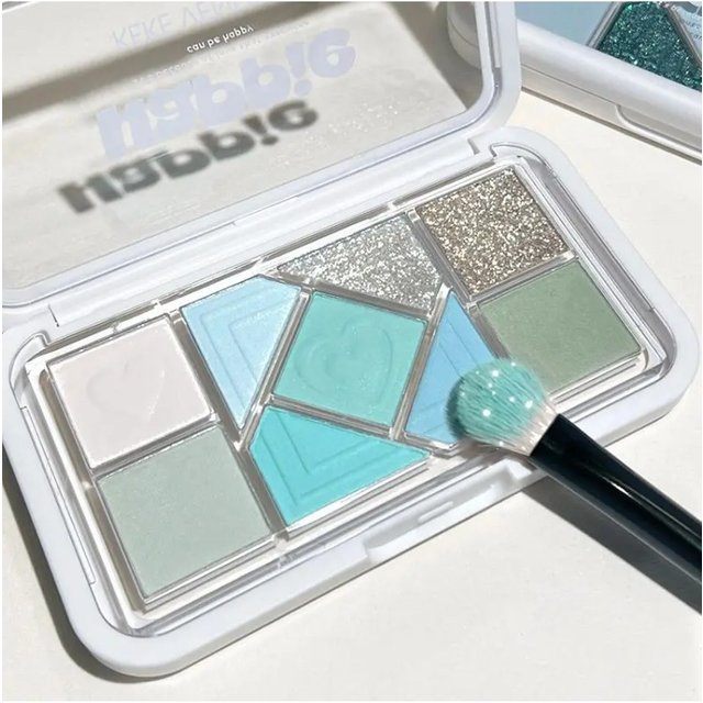 Mint diffuse pink blue small pink frame nine-color eyeshadow palette low saturation clear mint green pearl matte gentle pure des