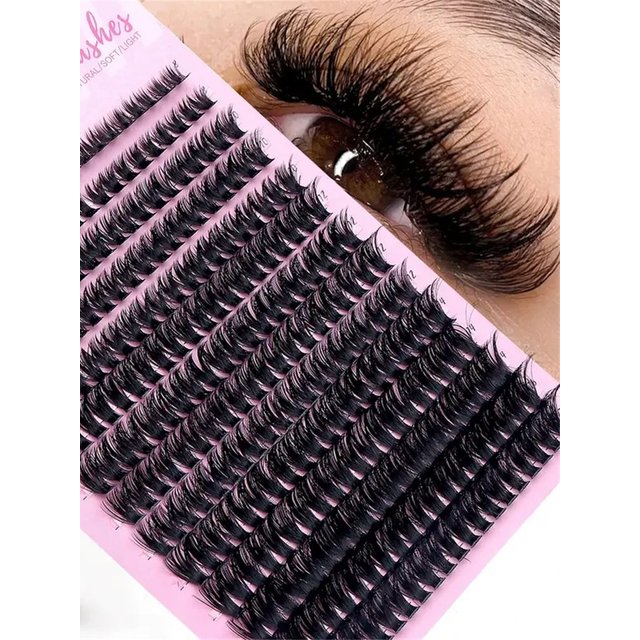 60D False Mink Eyelashes 280 Clusters D Curly Natural Eyelashes Extension Russian Strip Individual Eyelashes Makeup Tool