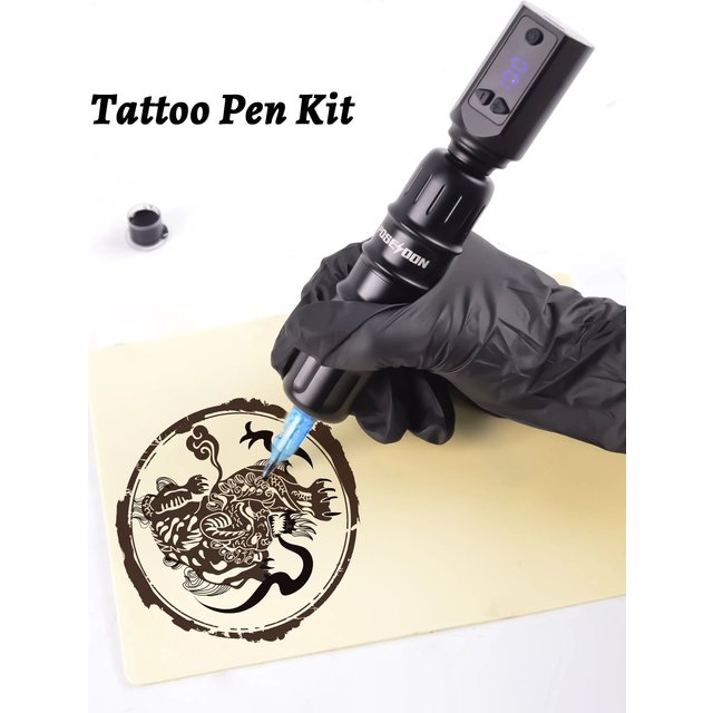 Tattoo Kit LASTJUDG Hot Black Tattoo Pen Kit For Permanent Makeup Tattoo Machine Kit Wireless Tattoo Power Supply Tattoo Gun Kit