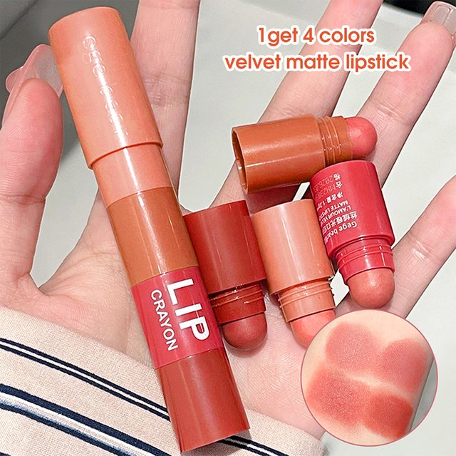 4-Color Matte Velvet Mist Lipstick,1Pc Waterproof Non-Stick Cup Long-Lasting Wear Lipstick for women