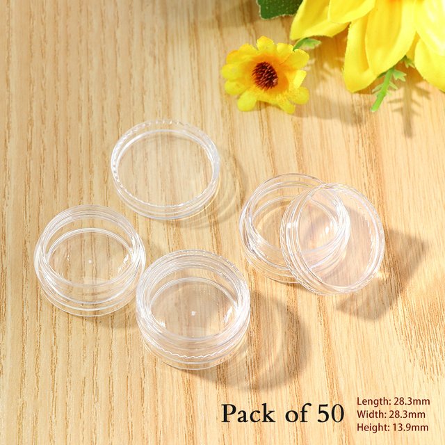 10/50/100Pcs/set Transparent Plastic Jewelry Bead Storage Box Small Bottom Round Container Jars Make Up Organizer Storage Boxes