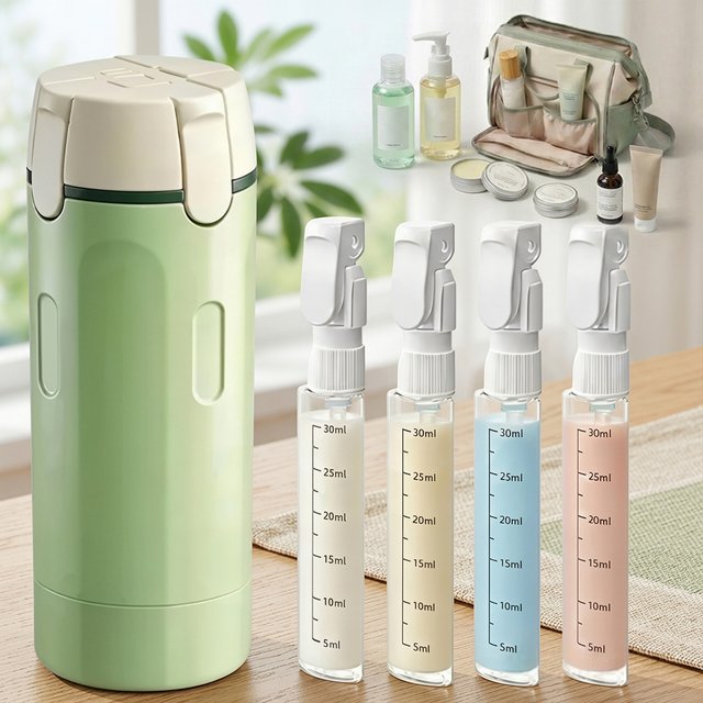 4-in-1 Travel Dispenser Bottles - Leak-Proof BPA Free, TSA Approved for Shampoo, Lotion & Cosmetics, Portable Storage for Travel