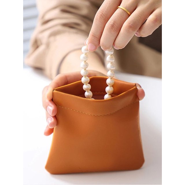 UK 1X Pocket Cosmetic Bag Leather Storage Portable self-Closing Water-Resistant