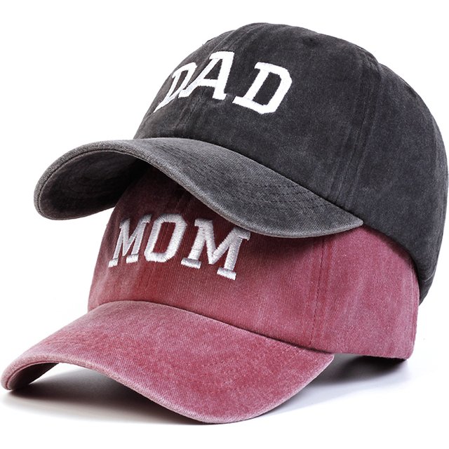Unisex DAD MOM Letter Embroidery Wash Baseball Caps Spring and Autumn Outdoor Adjustable Casual Hats Sunscreen Hat