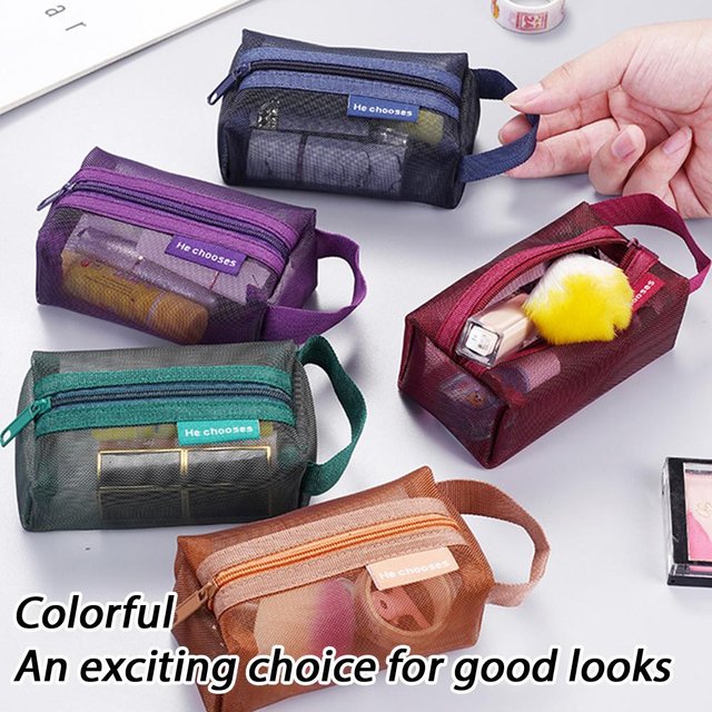 Dark Vintage 3D Square Mesh Coin Bag Nylon Large Capacity Card Organizer Mini Storage Pouch for Keys Lipstick Earphones