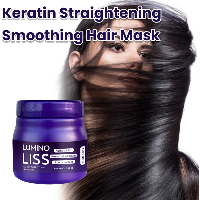 Masque capillaire lissant à la kératine, 250g, restauration des cheveux, adoucit, lisseur, réparation en profondeur, après-shampooing pour cheveux secs, endommagés et crépus