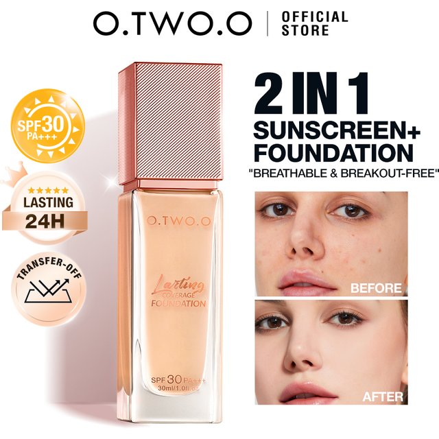 O.TWO.O Foundation Cream Moisturizing Oil-Free Long-Lasting Waterproof BB Cream Concealer Full Coverage Foundation Face Makeup