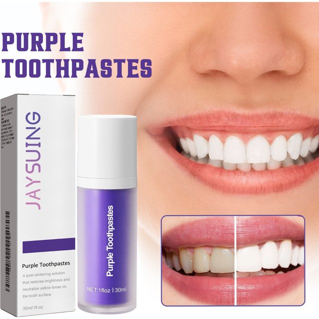 Purple Whitening Toothpaste for Oral Enamel Clean Care Removes Plaque Stains Tartar Reduces Cavity Yellowing Teeth Fresh Breath