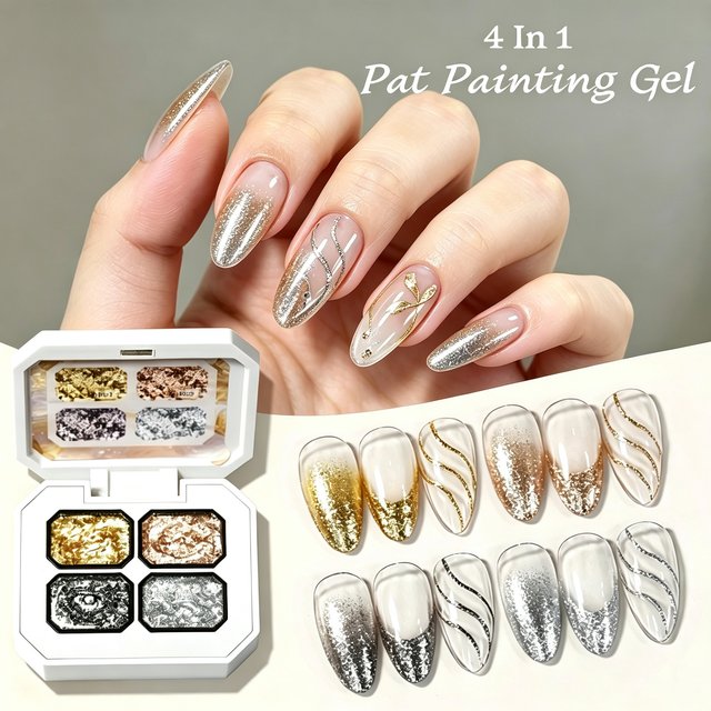 UR SUGAR 4Colors Pat Painting Gel Nail Polish High Saturation Glitter Silver Gold Semi-Solid Soak Off UV Gel Nail Supplies