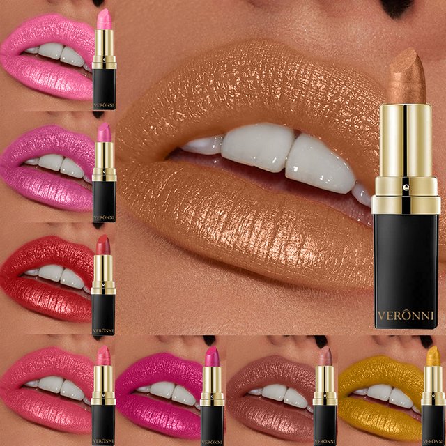 10 Colors Glitter Lipstick Waterproof Long Lasting Diamond Pearlescent Metallic Lipstick Lipgloss Women Lips Makeup Cosmetic