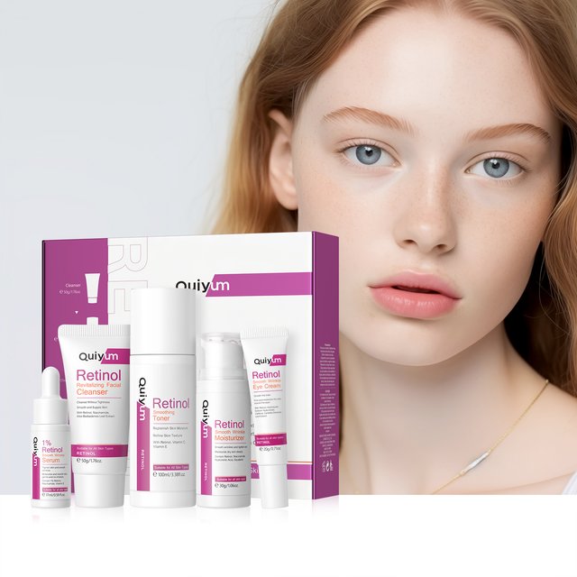 QUIYUM Retinol Intensive Skincare Set Minimize Pores Skin Care Gift Boxes Deep Nourishing Skin Care Gift Bag