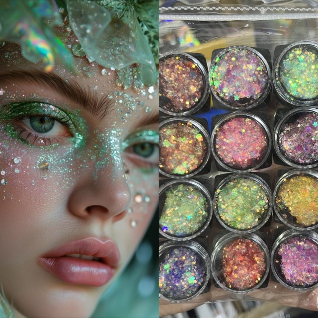 1box Body Glitter Gel Sequins Long Acting Face Eyes Hair Prom Party Mermaid Scales Not Easy To Take Off Valentine's Day Makeup *