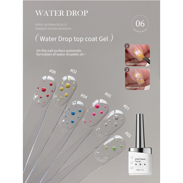 New 16ml Wash Free Water Top Coat Gel Nail Polish, Crystal Plated Nail Enhancement Functional Glue With Clear Water Drop Shape