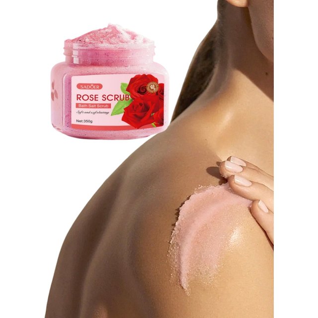 350g Rose Scrub, Rich in Walnut Shell Powder, Rose Extract and Other Skin Care Ingredients, with Gentle and Fine Exfoliating Particles That Deeply Cleanse the Skin, Remove Impurities, Physically