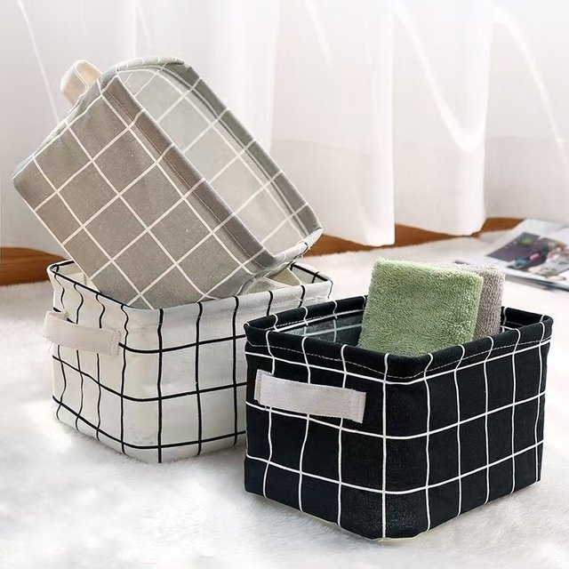 1Pc/ Household Storage Basket Bucket Fabric Multi-Functional Waterproof Miscellaneous Items Desktop Cosmetics Dormitory